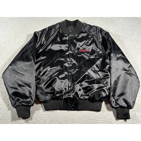 King Louie Pro Fit Sayin Varsity Jacket Mens Medium Black Touring Motorcycle - Picture 1 of 7